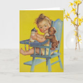 Retro Baby in het Hoge Wenskaart van de Stoel Kaart (Gele Bloem)