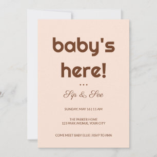 Retro Baby Is Hier Sip en Zie Uitnodiging