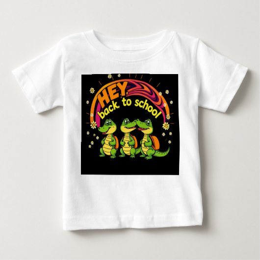 Retro Baby krokodillen Terug naar school T-shirt | (Voorkant)