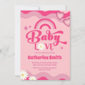 Retro Baby Love Baby shower Invitation Kaart (Voorkant)
