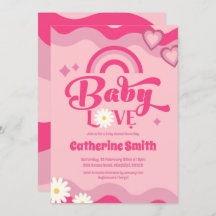 Retro Baby Love Baby shower Invitation
