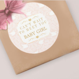  Retro Baby Meisje Swan Pattern Baby shower Ronde Sticker
