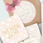 Retro Baby Meisje Swan Pattern Baby shower Ronde Sticker