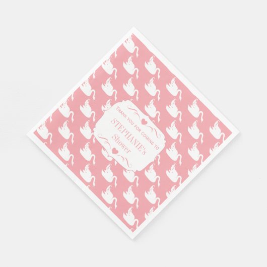  Retro Baby Meisje Swan Pattern Baby shower Servet (Hoek)