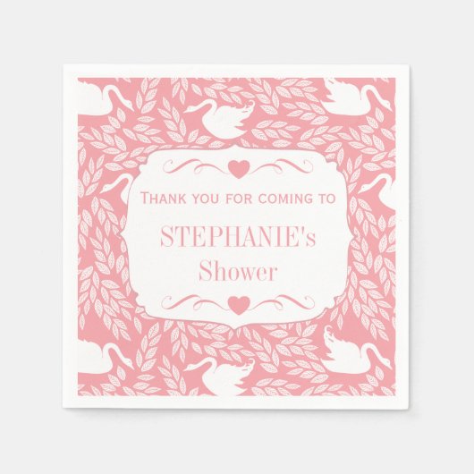  Retro Baby Meisje Swan Pattern Baby shower Servet (Voorkant)