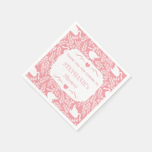  Retro Baby Meisje Swan Pattern Baby shower Servet (Hoek)