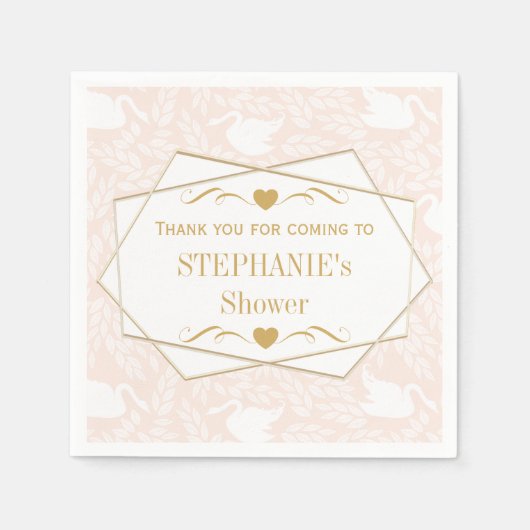  Retro Baby Meisje Swan Pattern Baby shower Servet (Voorkant)