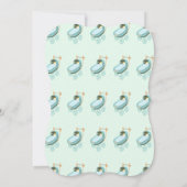 Retro Baby Mint Green Blue Coral Baby Buggy Shower Kaart (Achterkant)