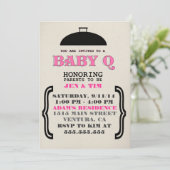 Retro Baby Q Baby shower Uitnodiging (Staand voorkant)