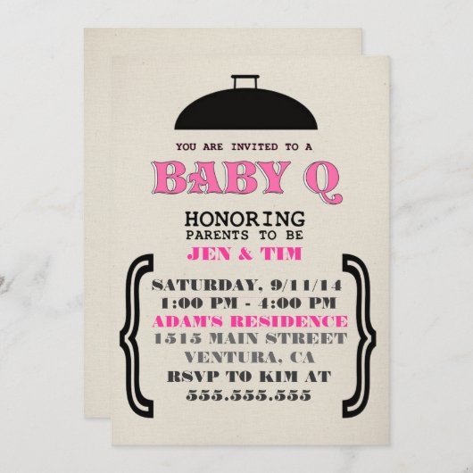 Retro Baby Q Baby shower Uitnodiging (Voorkant / Achterkant)
