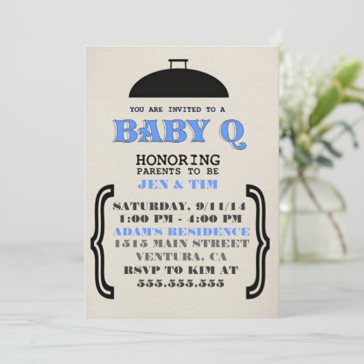 Retro Baby Q Baby shower Uitnodiging (Staand voorkant)