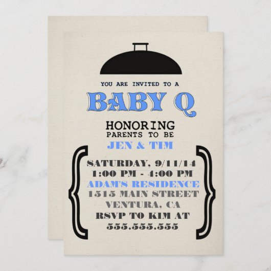 Retro Baby Q Baby shower Uitnodiging (Voorkant / Achterkant)