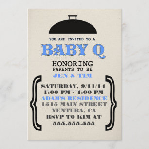 Retro Baby Q Baby shower Uitnodiging