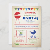 Retro Baby-Q Baby shower Uitnodiging (Voorkant)