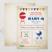 Retro Baby-Q Baby shower Uitnodiging (Voorkant / Achterkant)