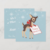 Retro Baby Reindeer | Custom Flat Christmas Card Feestdagenkaart (Voorkant / Achterkant)