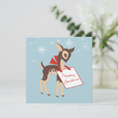Retro Baby Reindeer | Custom Flat Christmas Card Feestdagenkaart (Staand voorkant)