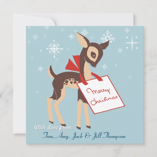 Retro Baby rendier | Aangepaste vlakke kerst Kaart (Voorkant)