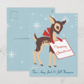 Retro Baby rendier | kerst-Briefkaart Feestdagenkaart (Voorkant / Achterkant)