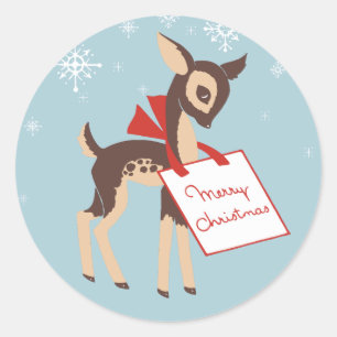 Retro Baby rendier   Kerst sticker