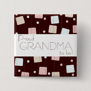 Retro Baby Roze of Blauw? Proud oma om te zijn! Vierkante Button 5,1 Cm