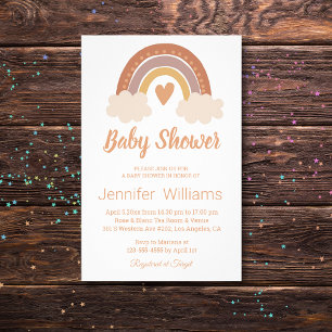retro baby shower boho regenboog uitnodiging flyer