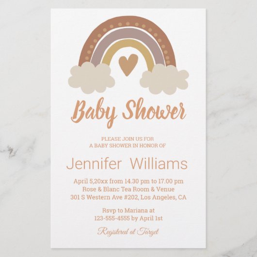 retro baby shower boho regenboognodigflyer flyer (Voorkant)