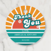 Retro Baby shower Dank u Label (Voorkant)