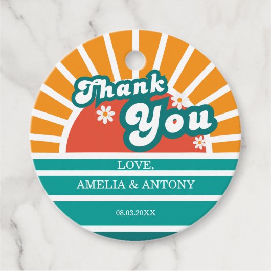 Retro Baby shower Dank u Label (Voorkant)