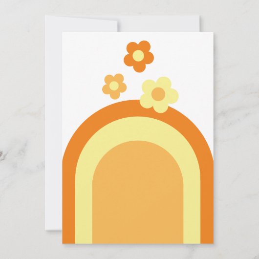 Retro Baby shower Groovy 70s Flower Power Kaart (Achterkant)