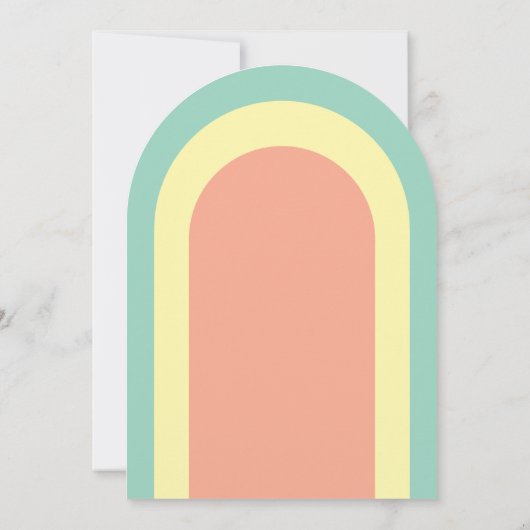 Retro Baby shower Groovy Arch Rainbow 70s Flowers Kaart (Achterkant)