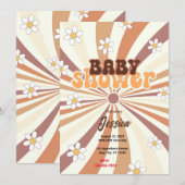 Retro-Baby shower Kaart (Voorkant / Achterkant)