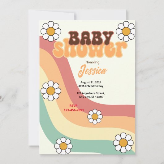 Retro-Baby shower Kaart (Voorkant)