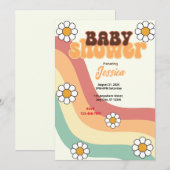 Retro-Baby shower Kaart (Voorkant / Achterkant)