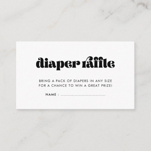  Retro Baby shower Luier Raffle Kaart (Voorkant)