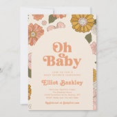 Retro Baby shower Uitnodiging | Boho Baby shower (Voorkant)