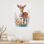 Retro babymeisje hert 2 poster (Keuken)
