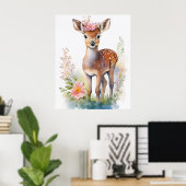 Retro babymeisje hert 2 poster (Thuiskantoor)
