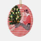 Retro Babys 1 kerstversiering Keramisch Ornament (Rechts)