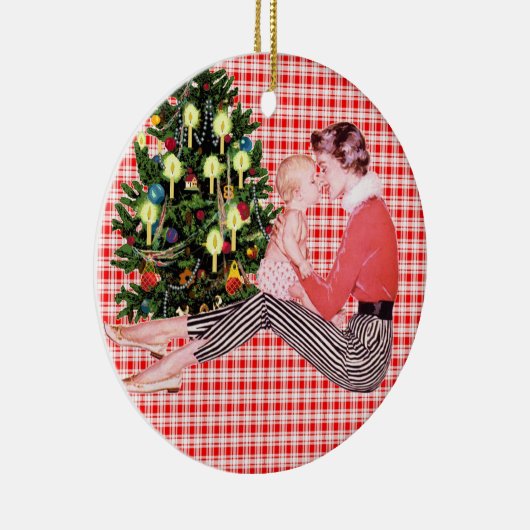 Retro Babys 1 kerstversiering Keramisch Ornament (Rechts)