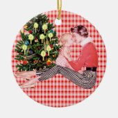 Retro Babys 1 kerstversiering Keramisch Ornament (Voorkant)