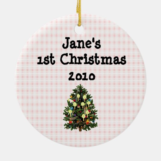 Retro Babys 1 kerstversiering Keramisch Ornament (Achterkant)