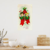 retro baby's die met kerstmis poster zingen (Keuken)