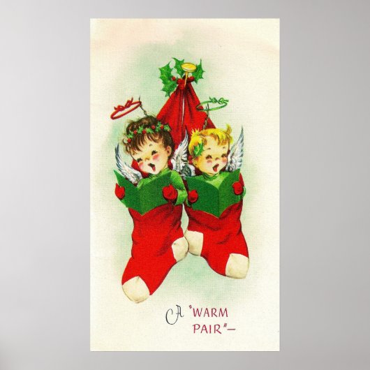  retro baby's die met kerstmis poster zingen (Voorkant)