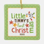 Retro Baby's eerste kerstfoto Keramisch Ornament (Voorkant)