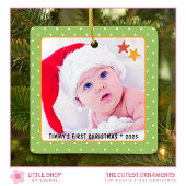 Retro Baby's eerste kerstfoto Keramisch Ornament