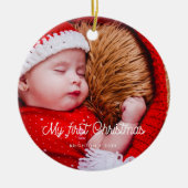  retro Baby's eerste kerstfoto Keramisch Ornament (Voorkant)