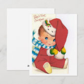 Retro Baby's eerste Kerstmis Feestdagenkaart (Voorkant / Achterkant)