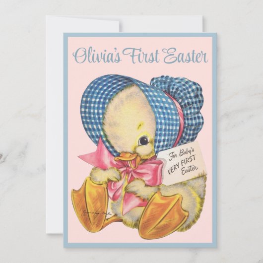 Retro Baby's eerste Pasen Schattige Custom Feestdagenkaart (Voorkant)