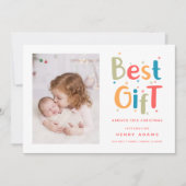 Retro Baby's First Christmas Birth Announcement Feestdagenkaart (Voorkant)